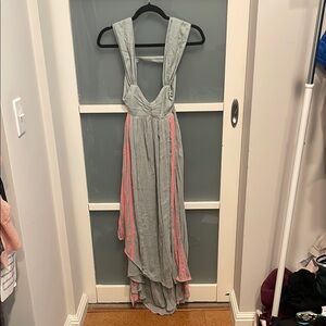 Free People High Low Dress in Gray and Pink